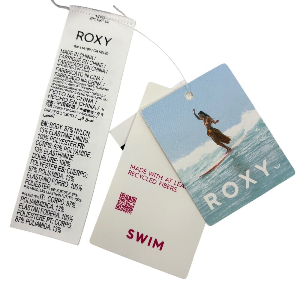 NEW Roxy All About Sol One Piece Swimsuit M Floral Plunge V Neck Hippie Retro - Picture 9 of 9